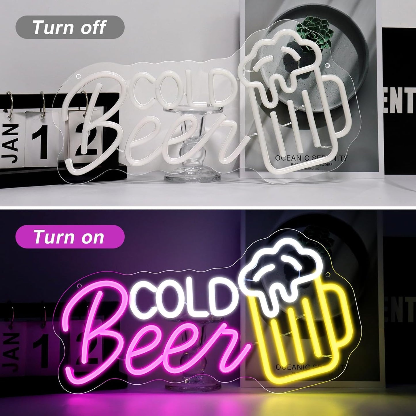 inShareplus Beer Neon Sign, LED Sign for Bar Decoration, Dimmable Bar Sign with USB Powered, Beer Bar Neon Light for Bar, Club, Party, Bistro, Shop