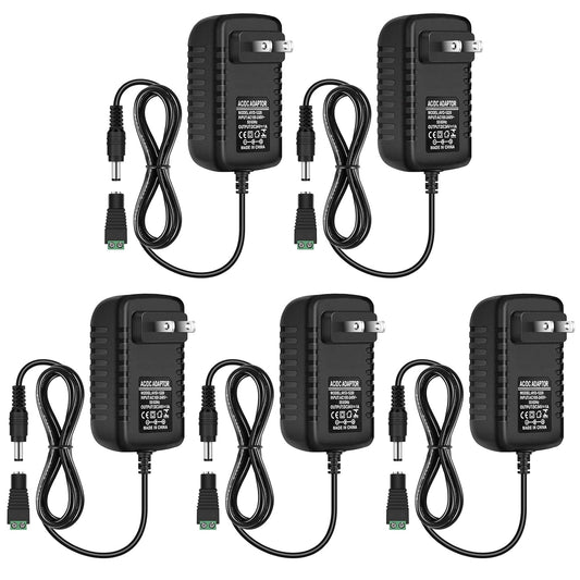 inShareplus 5er-Pack 24 V 1 A Netzteil, AC 100–240 V auf DC 24 Volt 24 W LED-Treiber, Niederspannungstransformator mit 5,5 mm x 2,1 mm DC-Stecker, Wandsteckeradapter für 24 V LED-Lichtstreifen und andere 24 V-Produkte 