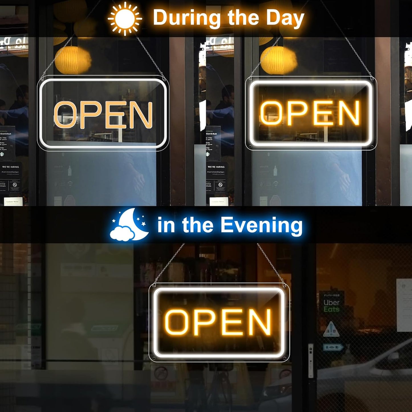 inShareplus 16 x 9 inch Adjustable Brightness Open Sign for Shops, Ultra Bright LED Sign Open USB Powered with On/Off, Electric Neon Sign for Shops, Restaurants, Retail Shops Horizontal