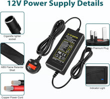 Load image into Gallery viewer, inShareplus 12V 60W AC to DC Converter, 220V to 12V 5A Car Cigarette Lighter Adapter to Wall Outlet Socket, 12 Volt Power Supply Transformer for Car Devices (MP3, Fan, Dash Cam ect.)
