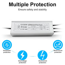 Load image into Gallery viewer, inShareplus 12V 300W Power Supply, AC 110-260V to DC 12 Volt 25A Converter, IP67 Waterproof Low Voltage Transformer, LED Driver for LED Light, Outdoor Use and Any 12v Products