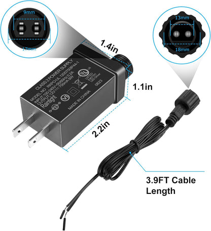 2.7W IP44 Class 2 Plug-in Power Adapter, AC 100–240V to DC 4.5V Adapter Transformer - Waterproof Power Supply for Outdoor String Lights, Holiday Decorations and Decorative Lighting