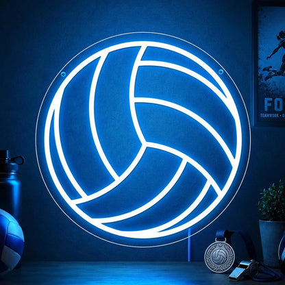 12×12 Inch Neon Wall Decor – Silicone Neon Sports Sign | 5V USB Powered Dimmable Ice Blue Glow LED Wall Light | Volleyball & Soccer Ball Design Options with Accessories Included | Sports Decor for Game Rooms, Bars & Entertainment Spaces