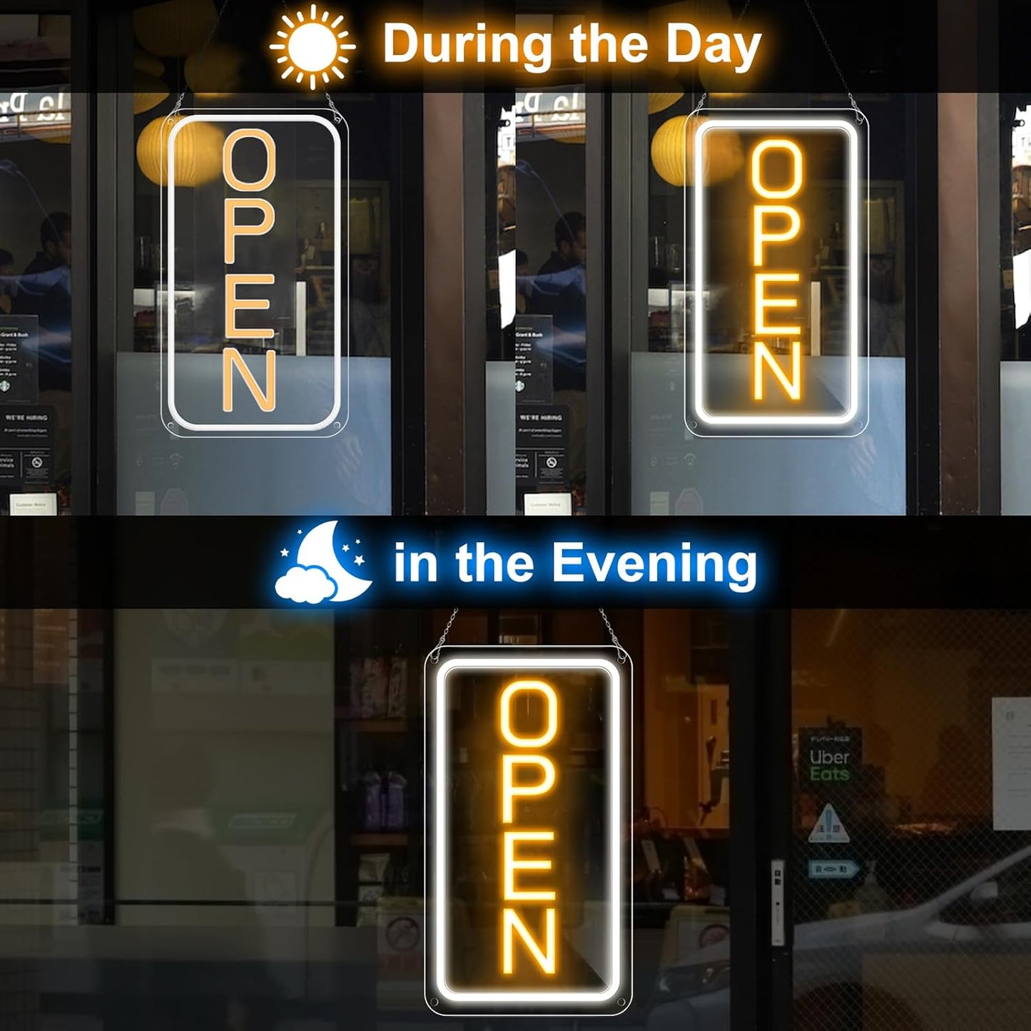 inShareplus 16 x 9 inch Adjustable Brightness Open Sign for Shops, Ultra Bright LED Sign Open USB Powered with On/Off, Electric Neon Sign for Shops, Restaurants, Retail Stores (Vertical)