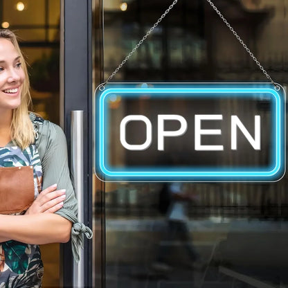 OPEN LED Store Signs – USB Powered | 16×9 inch | 5 Color Options | LED Window Hanging Light for  Store Entrances & Business Locations