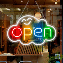 Load image into Gallery viewer, 16.5&quot;x 10.2&quot; LED Neon Open Sign for Business, Ultra Bright Lighted Sign Open with ON/OFF Switch, Cloud Electric Light up Sign for Stores, Restaurants Offices Retail Shops Window Storefronts