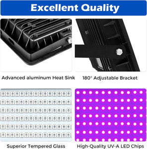 inShareplus 20W UV Flood Light, IP66 Waterproof Outdoor High Power UV Black Lights, 395nm-400nm UV Light for Party, Stage, Paint, Collection, Resin Curing