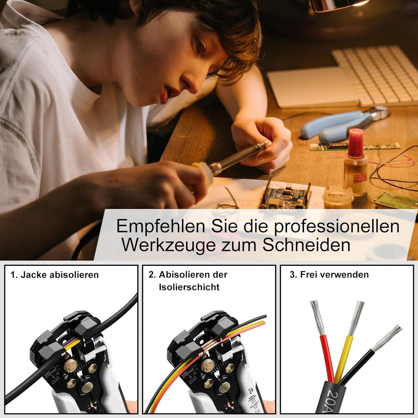 inShareplus 20AWG 3 x 0.5 mm² 10 m Electric Cable 3-Core Cable, 5V/12V/24V Underground Cable Tinned Copper Cable, 300V Flexible and Soft Power Cable High Temperature Resistance Extension Cable 10 m