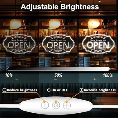 WE ARE OPEN COME IN LED Silicone LED Store Signs – 23.5×14 Inch & 16.5×10 Inch | 5V USB Powered Dimmable Light with Engraved Back Design for  Store Entrances & Business Locations
