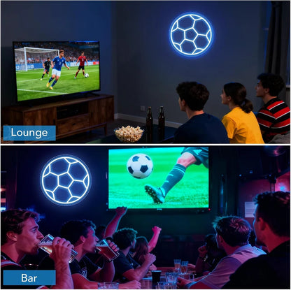 12×12 Inch Neon Wall Decor – Silicone Neon Sports Sign | 5V USB Powered Dimmable Ice Blue Glow LED Wall Light | Volleyball & Soccer Ball Design Options with Accessories Included | Sports Decor for Game Rooms, Bars & Entertainment Spaces