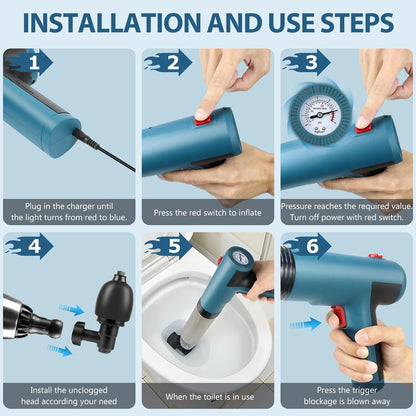 inShareplus Toilettenstampfer, weißer Toilettenreiniger, robust, Hochdruck-Pümpel-Set mit 4 austauschbaren Köpfen, Pümpel-Entblocker zum Entstopfen von Toiletten, Badewannen, Böden und Abflüssen 