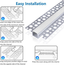 Laden Sie das Bild in den Galerie-Viewer, inShareplus Plaster-in LED Profile, 3.3ft/1m 6-Pack LED Aluminium Channel with Milky Diffuser, Trimless Recessed LED Strip Diffuser for Under Cabinet, Shelf, Wall, Table,Ceiling and Corner [Energy Class E]