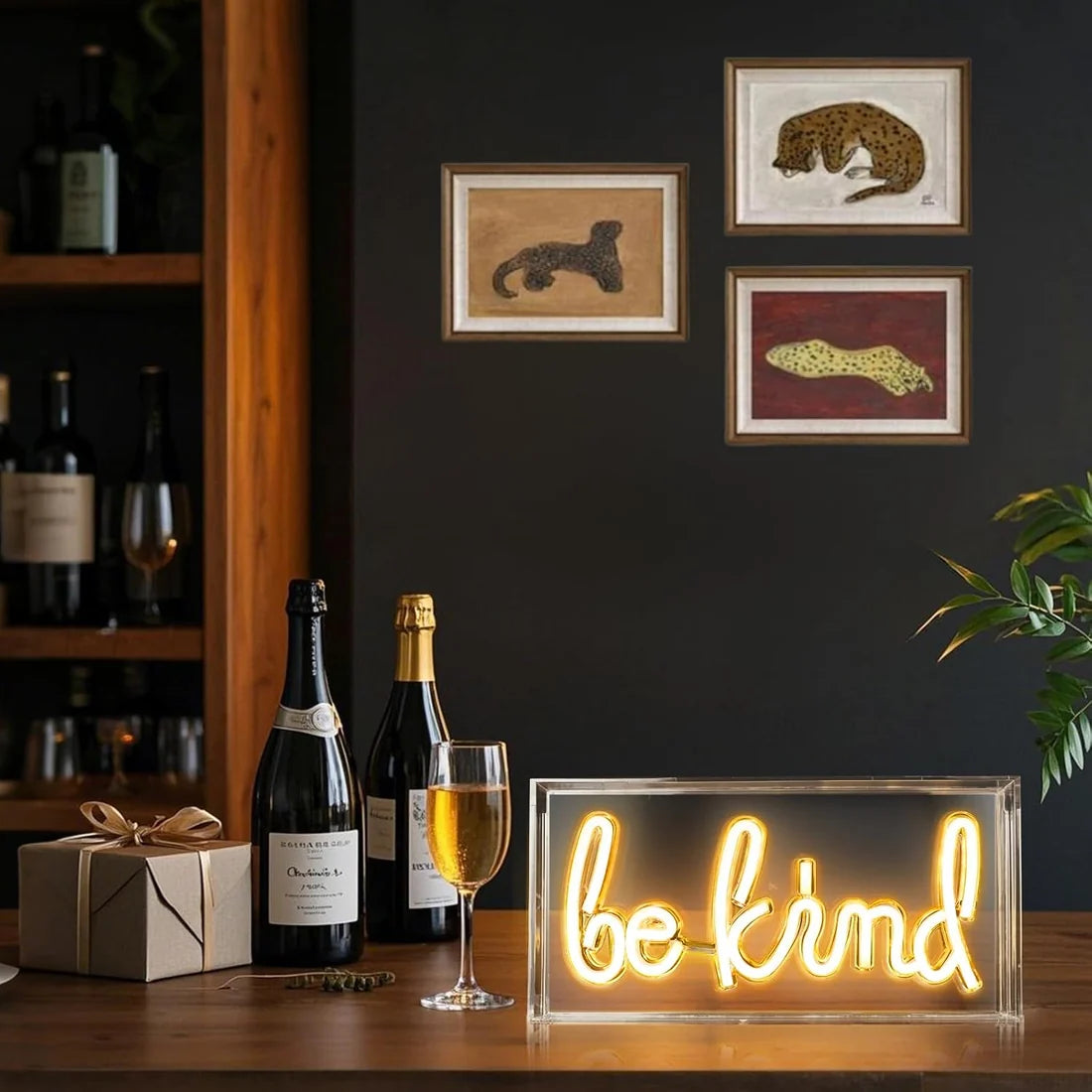 BE KIND Table LED Signs – Rectangular 11.8x5.9 inch | Warm White/Pink | USB Powered | Tabletop Display | For Study Desks, Home Offices, Shelves & Positive Lifestyle Decor