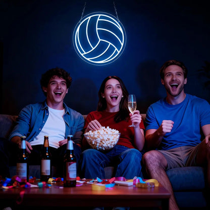 12×12 Inch Neon Wall Decor – Silicone Neon Sports Sign | 5V USB Powered Dimmable Ice Blue Glow LED Wall Light | Volleyball & Soccer Ball Design Options with Accessories Included | Sports Decor for Game Rooms, Bars & Entertainment Spaces