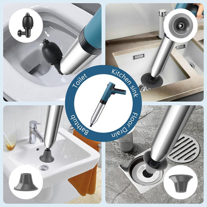 inShareplus Toilettenstampfer, weißer Toilettenreiniger, robust, Hochdruck-Pümpel-Set mit 4 austauschbaren Köpfen, Pümpel-Entblocker zum Entstopfen von Toiletten, Badewannen, Böden und Abflüssen 