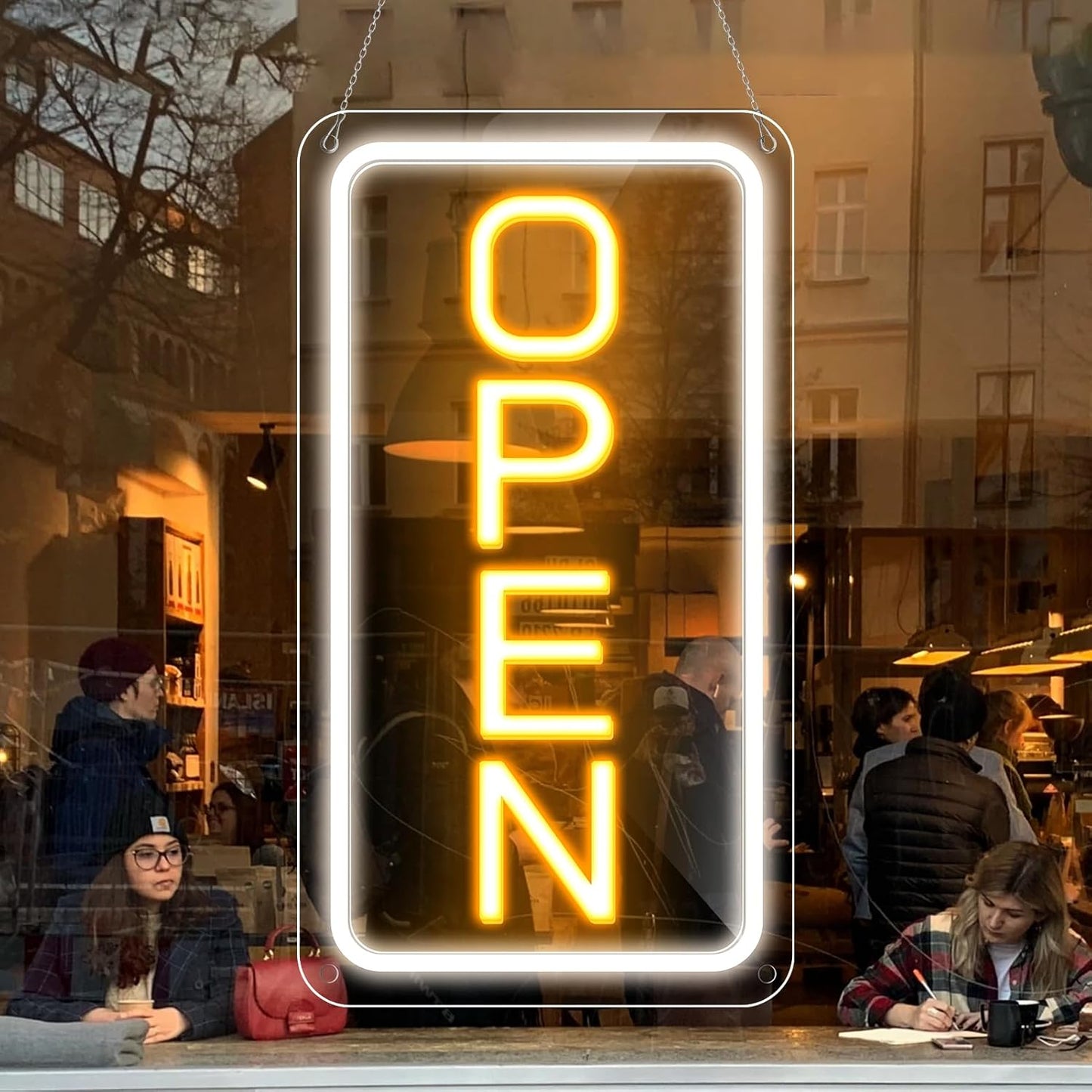 inShareplus 40,6 x 22,9 cm superhelles „Geöffnet“-Schild, einstellbare Helligkeit, Neon-„Geöffnet“-Schilder für Geschäftsfenster, Stromversorgung über USB mit Ein/Aus, LED-„Geöffnet“-Schild für Cafés, Geschäfte, Restaurants, Bars und Hotels 