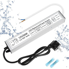 Laden Sie das Bild in den Galerie-Viewer, inShareplus LED Transformer 12 V 2.5 A 30 W IP67 Waterproof Outdoor LED Driver 12 V, AC 90-265 V to DC 12 Volt Low Voltage Transformer, 12 V Power Supply for LED Light, Computer Project, Outdoor Use