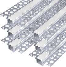Laden Sie das Bild in den Galerie-Viewer, inShareplus Plaster-in LED Profile, 3.3ft/1m 6-Pack LED Aluminium Channel with Milky Diffuser, Trimless Recessed LED Strip Diffuser for Under Cabinet, Shelf, Wall, Table,Ceiling and Corner [Energy Class E]