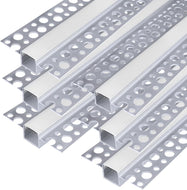 inShareplus Plaster-in LED Profile, 3.3ft/1m 6-Pack LED Aluminium Channel with Milky Diffuser, Trimless Recessed LED Strip Diffuser for Under Cabinet, Shelf, Wall, Table,Ceiling and Corner [Energy Class E]