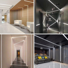 Load image into Gallery viewer, inShareplus Plaster-in LED Profile, 3.3ft/1M 6-Pack LED Aluminium Channel with Milky Diffuser, Trimless Recessed Single-Sided LED Strip Diffuser for Under Cabinet, Wall, Ceiling and Corners of Walls [Energy Class F]