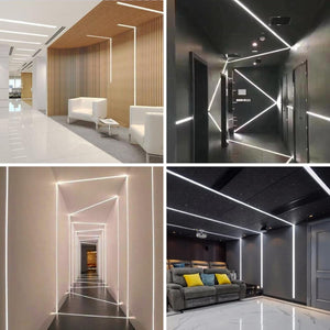 inShareplus Plaster-in LED Profile, 3.3ft/1M 6-Pack LED Aluminium Channel with Milky Diffuser, Trimless Recessed Single-Sided LED Strip Diffuser for Under Cabinet, Wall, Ceiling and Corners of Walls [Energy Class F]