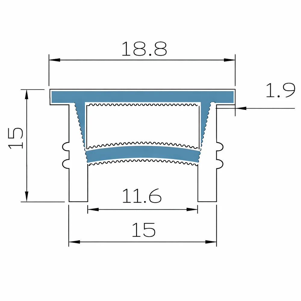 Q-TE Series 15×15mm Top Emitting LED Neon Tube Housing | S1515 Quick Install flexible neon tube housing | White Edge | Max Strip Width ≤10mm | 16.4FT/5M | Commercial Decorative Lighting