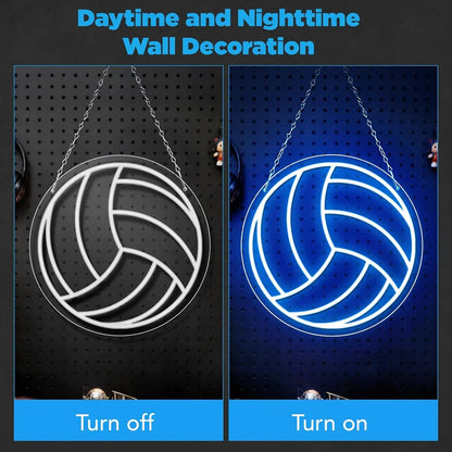 12×12 Inch Neon Wall Decor – Silicone Neon Sports Sign | 5V USB Powered Dimmable Ice Blue Glow LED Wall Light | Volleyball & Soccer Ball Design Options with Accessories Included | Sports Decor for Game Rooms, Bars & Entertainment Spaces