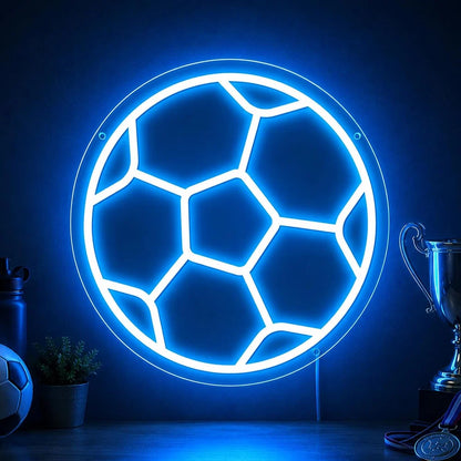 12×12 Inch Neon Wall Decor – Silicone Neon Sports Sign | 5V USB Powered Dimmable Ice Blue Glow LED Wall Light | Volleyball & Soccer Ball Design Options with Accessories Included | Sports Decor for Game Rooms, Bars & Entertainment Spaces