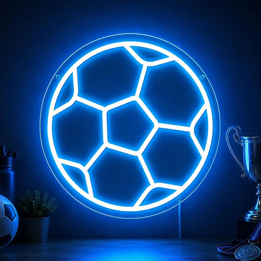12×12 Inch Neon Wall Decor – Silicone Neon Sports Sign | 5V USB Powered Dimmable Ice Blue Glow LED Wall Light | Volleyball & Soccer Ball Design Options with Accessories Included | Sports Decor for Game Rooms, Bars & Entertainment Spaces