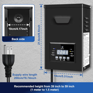 inShareplus 250 W Niederspannungs-Landschaftstransformator, 120 V AC auf 12 V/15 V AC Landschaftsbeleuchtungstransformator mit Fotozellensensor und Timer, wetterfester Außentransformator für Niederspannungs-Landschaftsbeleuchtung 