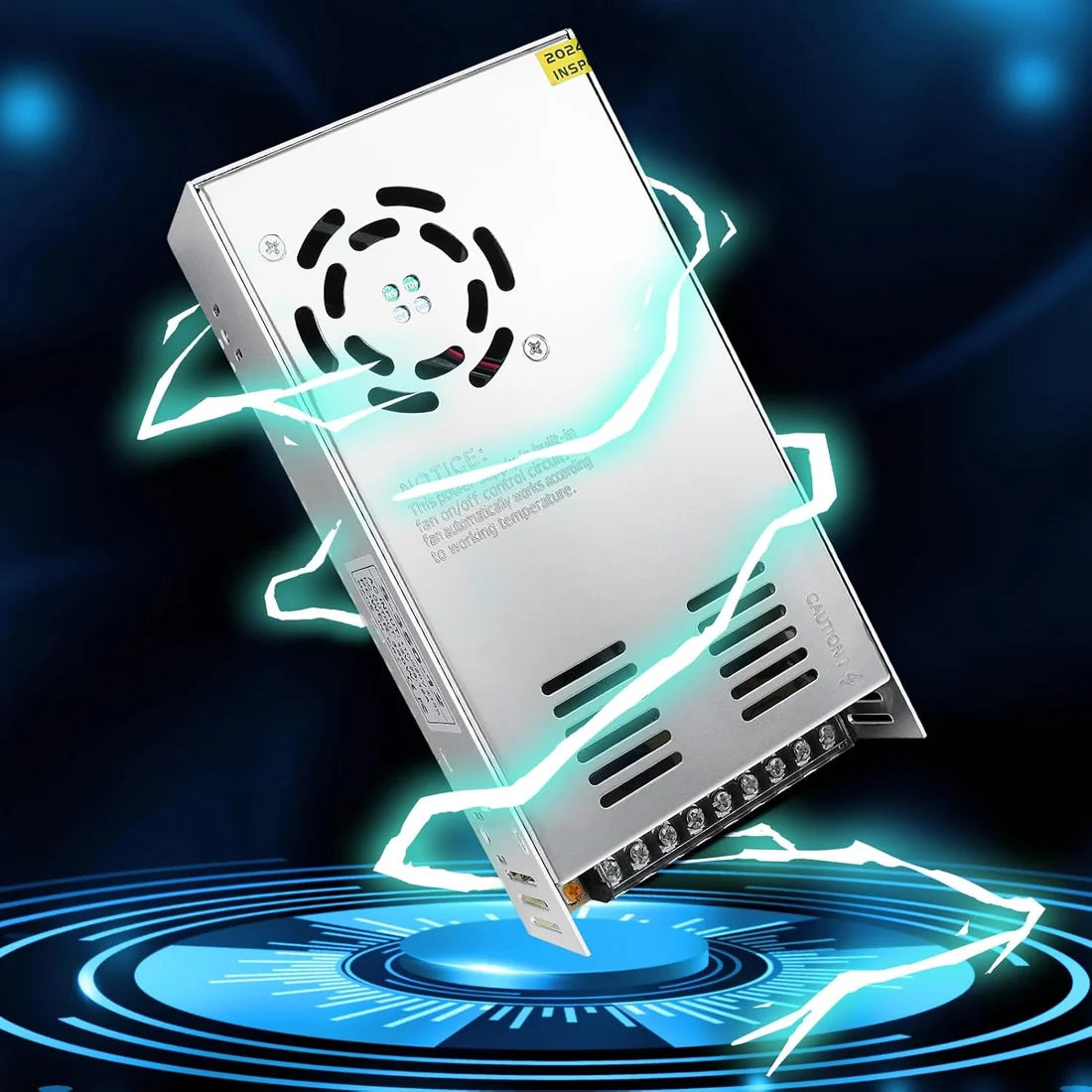DC 24V LED Switching Power Supplies 350W–600W, AC 110/220V Input, High Power LED Driver Transformer, Cooling Fan Metal Case, CE/FCC/RoHS Certified
