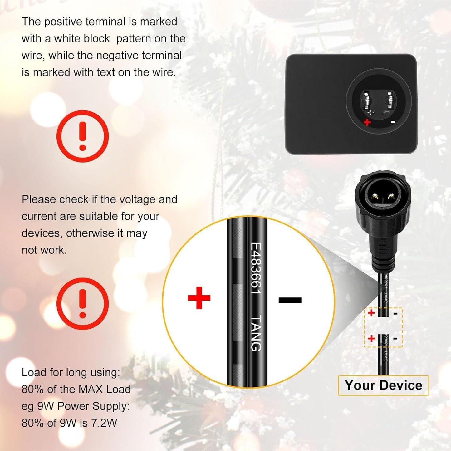 2.7W IP44 Class 2 Plug-in Power Adapter, AC 100–240V to DC 4.5V Adapter Transformer - Waterproof Power Supply for Outdoor String Lights, Holiday Decorations and Decorative Lighting