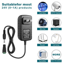 Laden Sie das Bild in den Galerie-Viewer, inShareplus 5er-Pack 24 V 1 A Netzteil, AC 100–240 V auf DC 24 Volt 24 W LED-Treiber, Niederspannungstransformator mit 5,5 mm x 2,1 mm DC-Stecker, Wandsteckeradapter für 24 V LED-Lichtstreifen und andere 24 V-Produkte 