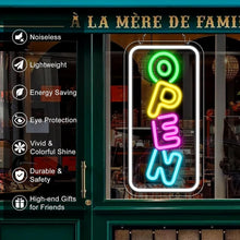 Load image into Gallery viewer, inShareplus 16.2&quot;x 9.1&quot; Super Bright Open Sign, Adjustable Neon Open Sign, Open Signs for Business Window, Powered by USB with ON/OFF, LED Sign Open for Stores, Restaurant Bar Hotel Wall (Vertical)