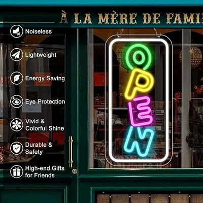 OPEN LED Store Signs – 16.2×9.1 Inch Silicone Neon Light | USB Powered 5V Dimmable Multicolor Glow | Horizontal & Vertical Style for  Store Entrances & Business Locations