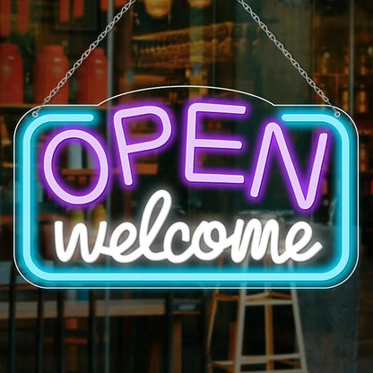 OPEN Welcome Silicone LED Store Signs – USB Powered | 16.9×9.4 inch | LED Light for  Store Entrances & Business Locations | 2 Color Options