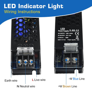 inShareplus LED Driver 12V 60W 5A, Slim LED Power Supply AC 240V to 12V DC Adapter, Constant Voltage LED Transformer for LED Strip Lights, LED Strip Cabinet Lights, LED Bulbs and Indoor Lamps.