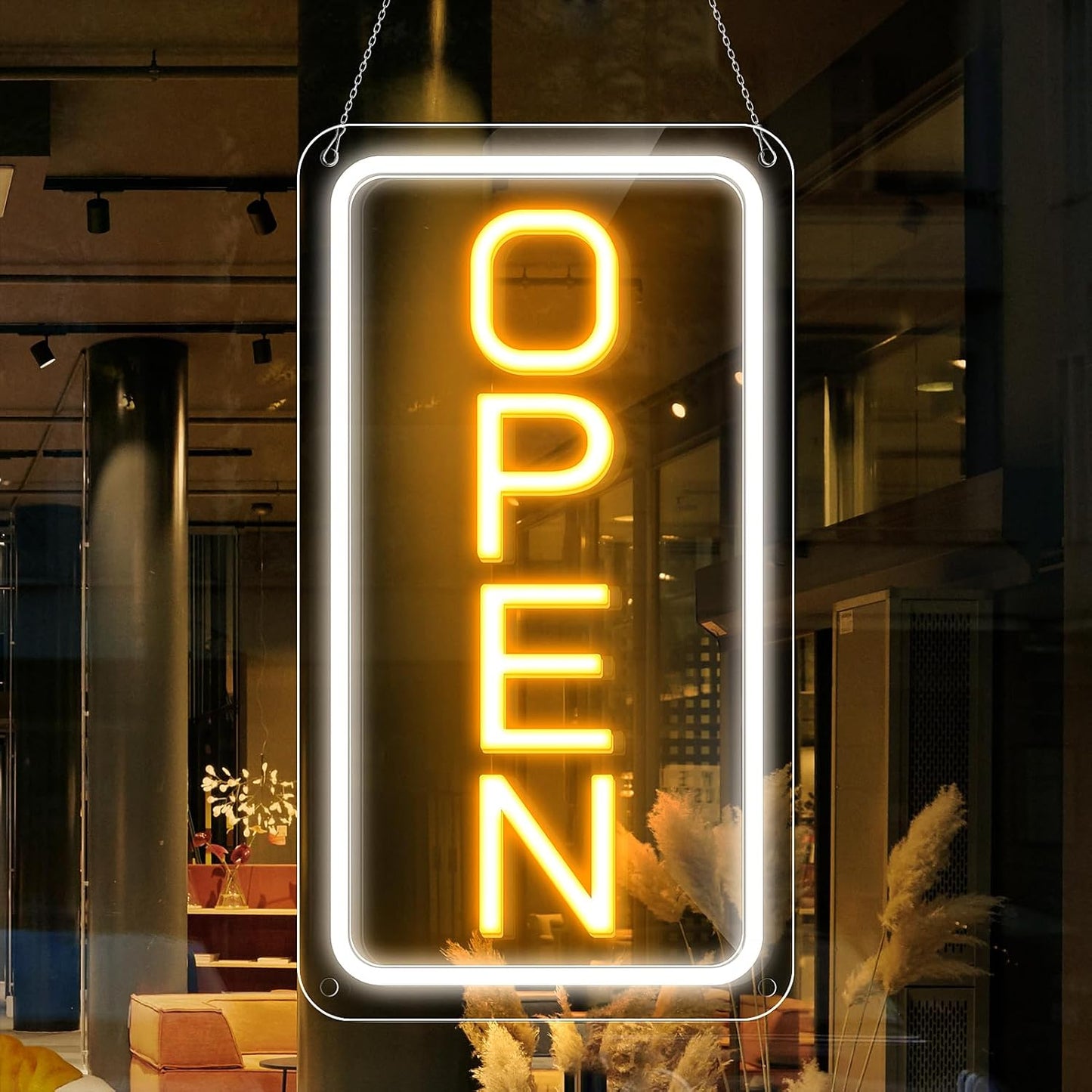inShareplus 40,6 x 22,9 cm superhelles „Geöffnet“-Schild, einstellbare Helligkeit, Neon-„Geöffnet“-Schilder für Geschäftsfenster, Stromversorgung über USB mit Ein/Aus, LED-„Geöffnet“-Schild für Cafés, Geschäfte, Restaurants, Bars und Hotels 