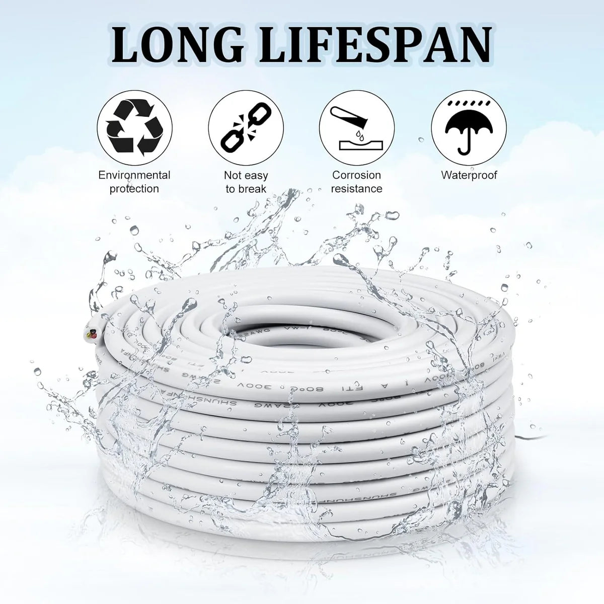 14 AWG PVC Insulated Copper Wire, 2–8 Conductor Stranded Tinned Copper Industrial Electrical Cable – White Flexible Control Cable for Electrical Wiring Systems, Signal Transmission & Bulk Industrial Supply – 5/10/20/50m Options
