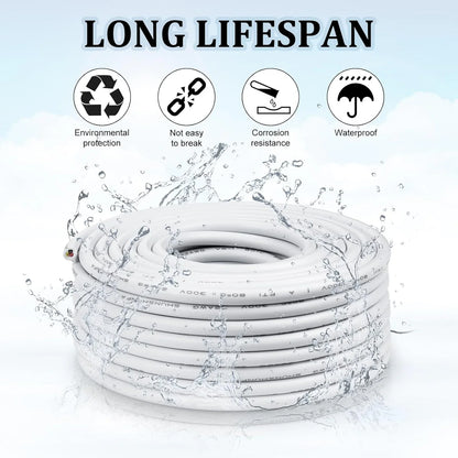 14 AWG PVC Insulated Copper Wire, 2–8 Conductor Stranded Tinned Copper Industrial Electrical Cable – White Flexible Control Cable for Electrical Wiring Systems, Signal Transmission & Bulk Industrial Supply – 5/10/20/50m Options