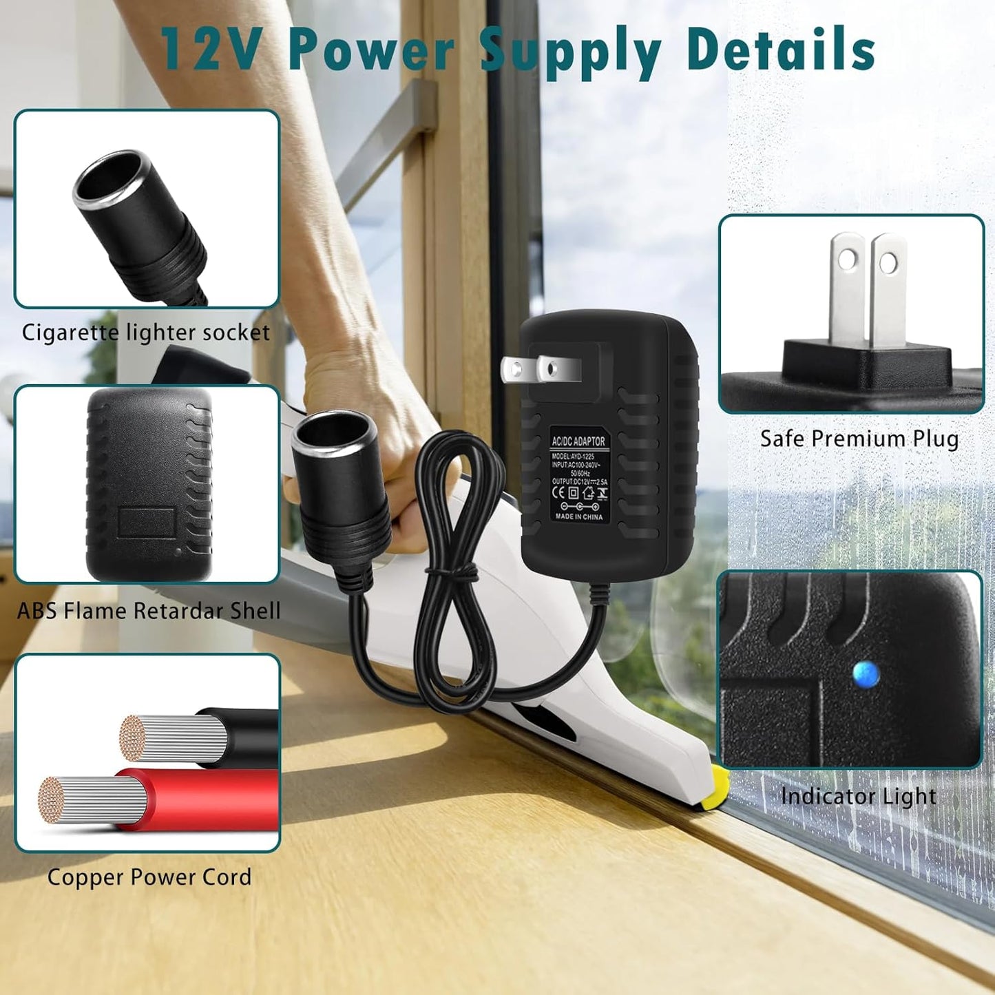 inShareplus 12V 2.5A 30W AC to DC Converter, 12 Volt Cigarette Lighter Adapter, 110V to 12V Car Lighter Adapter to Wall Outlet Adapter, 12V Power Supply for Car Devices (MP3, Fan, Dash Cam)