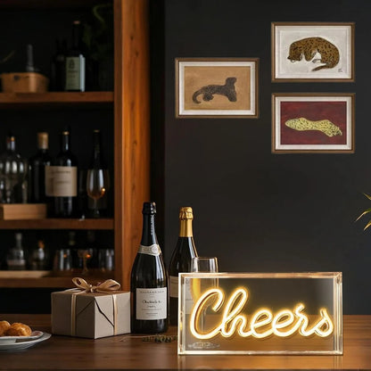 CHERRS Table LED Signs – Rectangular 11.8x5.9 inch | Warm White/Pink | USB Powered | Tabletop Display | For Cocktail Corners, Party Setups, Guest Rooms & Celebration Decor