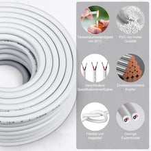 Laden Sie das Bild in den Galerie-Viewer, inShareplus 2 x 0.3 mm² 10 m 22AWG Electric Cable 2-Core Cable, 5V/12V/24V Underground Cable White Tinned Copper Cable, 300V Flexible and Soft Power Cable High Temperature Resistance Extension Cable 10 m