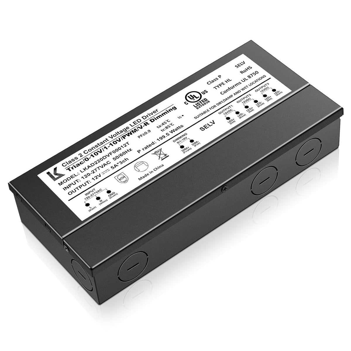 inShareplus 200W Dimmable LED Driver, 12V Power Supply, AC 120-277V to DC 12V Transformer for LED Light, Compatible with Lutron and Leviton Dimmer, TRIAC and 0-10V, IP65 Waterproof, UL Listed,Class 2