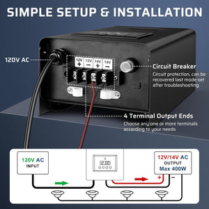 inShareplus 400W Low Voltage Landscape Transformer, Landscape Lighting Transformer with Timer and photocell Sensor, 120V AC to 12V/14V AC Outdoor Weatherproof Low Voltage Transformers for Landscape Lighting