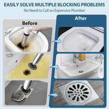 Load image into Gallery viewer, inShareplus Toilet Plunger, Grey Toilet Unblocker Heavy Duty, High Pressure Plunger Kit with 4 Replaceable Heads and 1 Gloves Plunger Sink Unblocker for Unblocking Toilets, Sink, Bathtub, Floor, Drain
