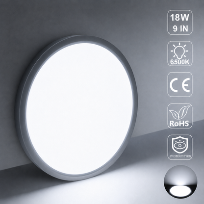 AC 220–240V | 9 Inch 18W Round Slim Flush Mount Ceiling Lights – White / Black  | 3000K / 4500K / 5000K / 6500K | Flush Mount Ceiling Light for Apartment & Commercial Spaces – Local Stock (UK)