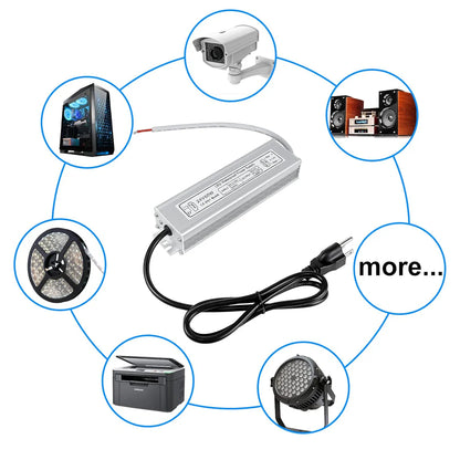 24V Outdoor Waterproof LED Power Supply 120W–300W, 90–265V Input, Single/Dual Wire Output, Aluminum Housing, Landscape & Outdoor Lighting, CE/RoHS/FCC Certified, Waterproof Transformer for Outdoor Lighting, US/UK/EU Plug