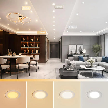 7W TRIAC Dimmable Downlight - 2700K–6000K - White/Black/Gold/Silver Finish - 100–130V / 200–240V AC - 4 Pack - Task & Everyday Lighting