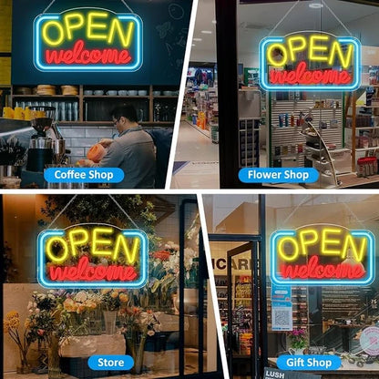 OPEN Welcome Silicone LED Store Signs – USB Powered | 16.9×9.4 inch | LED Light for  Store Entrances & Business Locations | 2 Color Options